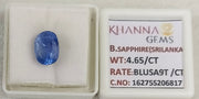 4.65/CT Natural Blue Sapphire with Govt Lab Certificate-16275S206817
